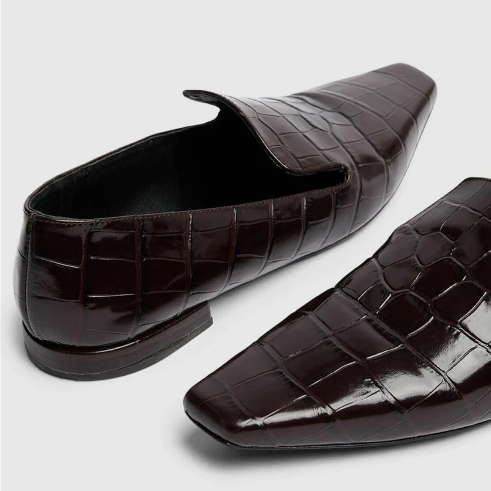 Loulou Studio 10mm Mona embossed leather loafers - Picture 2 of 4